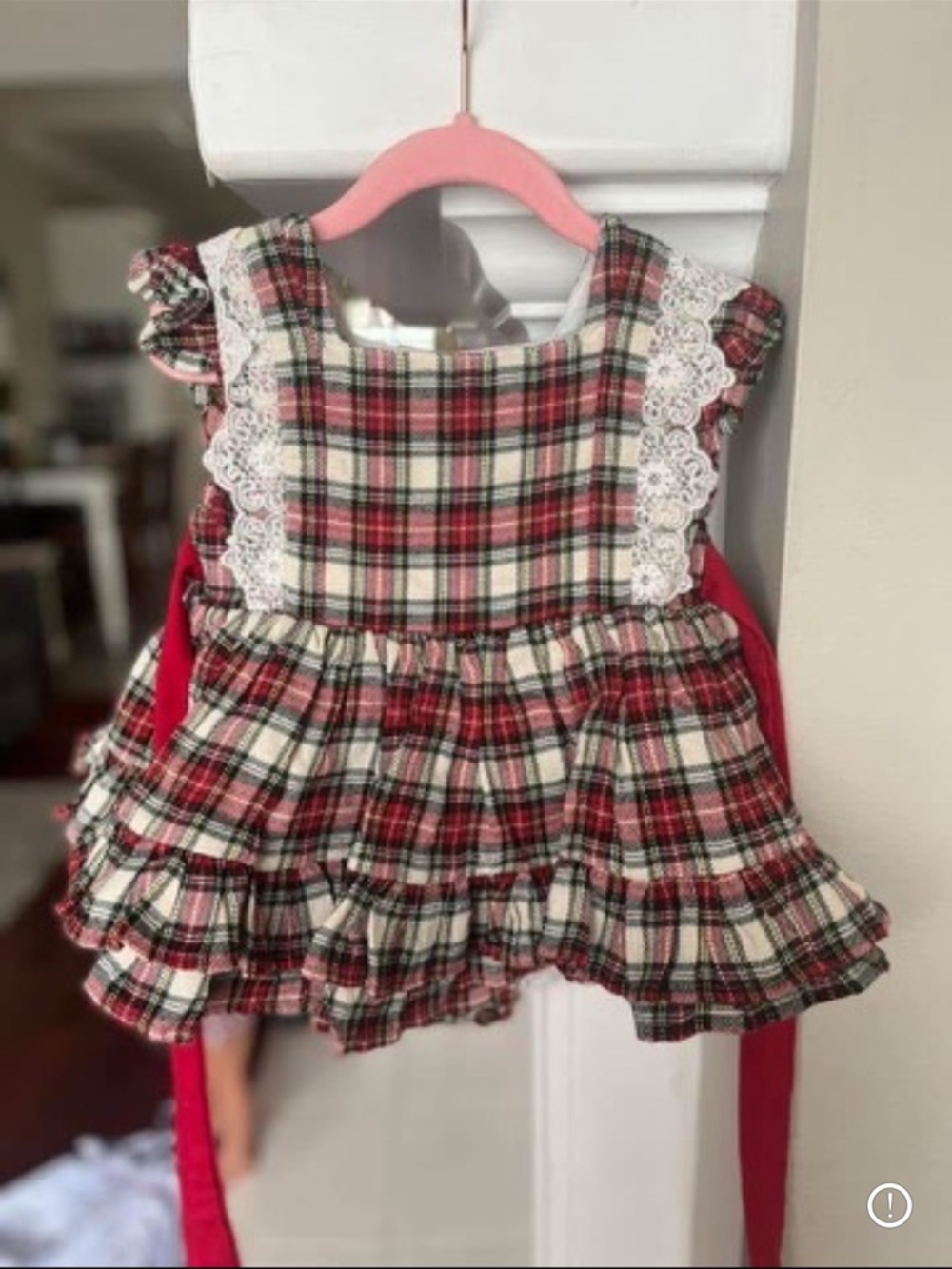 Christmas Dress, Girls Red Plaid Lace-Trim Formal Dress